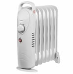 800W Oil Filled Radiator Portable Electric Heater Thermostat 6 Fin UK Plug White