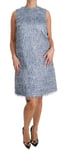 DOLCE & GABBANA Dress Light Blue Fringe Shift Gown s. IT46 / US12 / XL