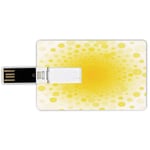 64G USB Flash Drives Credit Card Shape Yellow Memory Stick Bank Card Style Abstract Small Circular Dots Patterns and Forms Centered Sun Spot Chic Decorative Art Home,Yellow Waterproof Pen Thumb Lovely