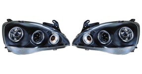 Set strålkastare lamplig for Opel Corsa C 35dorrars 20002004 Svart inkl AngelEyes