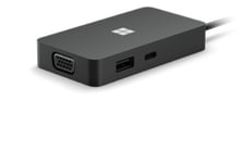 Microsoft Surface Usb-C Travel Hub, Kabel, Usb 3.2 Gen 2 (3.1 Gen 2) Type-C, 10,100,1000 Mbit/S, Svart, Usb, Windows 10 Home, Windows 10 Pro, Windows 11 Home, Windows 11 Pro, Windows 7 Professional, Windows 8