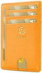 Porte Carte Bancaire Fin et Petit, Portefeuille pour Hommes et Femmes avec Pochette d'argent & Boîte-Cadeau, Porte-Cartes de Crédit RFID, Porte Carte Bancaire Anti Piratage pour Femme - Orange Miel