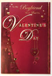 Boyfriend - Sentimental Verse Morden Gold & Red Love Heart Valentine's Day Card