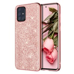 YINLAI Samsung Galaxy A71 Case Samsung A71 Phone Case Glitter Shiny Sparkly Slim Shockproof Hybrid Covers Drop Protection Girly Women Phone Case for Samsung Galaxy A71 4G,Rose Gold/Pink