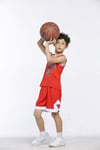 MMW Kids' NBA Jerseys Set - Bulls Jordan#23 / Lakers James#23 / Warriors Curry#30 Basketball Shirt Vest Top Summer Shorts for Boys and Girls,Red - Bulls Jordan #23,M (130-140cm)