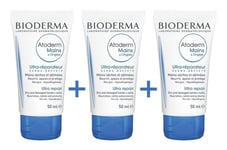 Bioderma Atoderm - Hands & Nails Repairing Cream 3 x 50ml -Dry and Damaged Hands