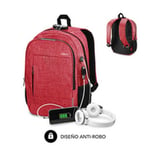 Sac à Dos pour Portable et Tablette avec Sortie USB Subblim Urban Lock Backpack 16" Red