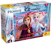 Lisciani, Maxi Puzzle pour enfants à partir de 4 ans, 60 pièces, 2 en 1 Double Face Recto / Verso avec le dos à colorier - Disney La reine des neiges 272286