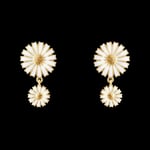 Georg Jensen DAISY Double Örhänge Silver guldpläterad WHITE ENAMEL 13mm/8mm