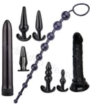 8 PC Butt Plug Set Anal Plugs Beads Dildo Sex Toys Kit