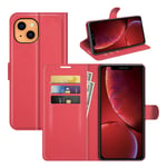iPhone 12 / Pro - Läderskal plånbok Röd