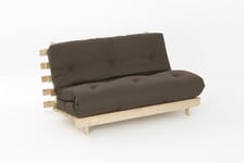 Comfy Living 4ft LUXURY Small Double (120cm) Wooden Futon Set with PREMIUM LUXURY Chocolate Mattress