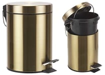 EEMKAY® New 3L Metal Gold Kitchen Bathroom & Office Waste Pedal Bin Home Decor