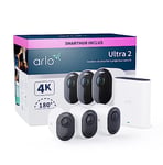 Arlo Ultra 2 4K + Batterie supplémentair + SmartHub, Caméra de Surveillance WiFi Extérieure sans Fil, Autonomie de 6 Mois, Vision Nocturne en Couleur, Essai Secure Inclus, 3 Caméras Blanc