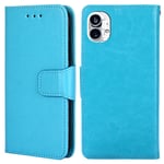 Ingenting telefon (1) 5G - Klassiskt läderfodral / plånbok Ljusblå