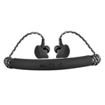 F Fityle TWS Bluetooth 5.0 Retractable Sports Neckband Earbud Headphones with Mic Deep Bass - Black