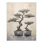 Japan Bonsai Trees Oil Painting Pallet Knife Neutral Grey Tone Textured Artwork Unframed Wall Art Print Poster Home Decor Premium