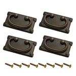 4PCS Antique Bronze Drawer Ring Pull Handles Shabby Chic Drop Ring Pull Handles