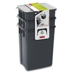 Waste Bin 3 PCS Sorting Recycling Recycle Trash Can Garbage Set 2 x 10L + 6L UK