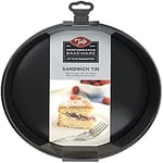 Tala Performance, Loose Base Round Sandwich Cake Tin, Professional Gauge Carbon Steel with Eclipse Non-Stick Coating, 25 cm / 9.8" Cake Pan; For bakes, sponges, cheesecakes, Black