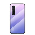 BaiFu Multicolor Case for Oppo Find X2 Pro Case Gradient Clear Tempered Glass Cover Case Compatible with Oppo Find X2 Pro (Pink purple)