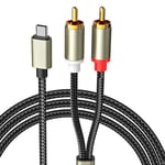 1m USB C Audio Line Amplifier Type C To 2 RCA Aux Cord Converter Audio Cable