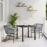 Set med 2 Grå PE Rattan Medium Hållbar Utomhusstol