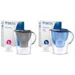 BRITA Marella Water Filter Jug Starter Pack - Graphite (2.4L) incl. 3x MAXTRA PRO All-in-1 cartridge & Marella XL Water Filter Jug Blue (3.5L) incl. 1x MAXTRA PRO All-in-1 cartridge