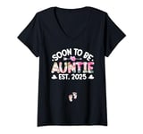 Womens Soon To Be Aunt est 2025 Cute Funny Mom Grandma V-Neck T-Shirt