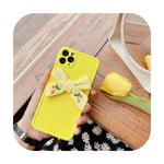 Cute 3D Lace Bow Strawberry Soft Silicon Phone Case For Iphone 11 Pro XR X XS Max 7 8 Plus SE2 2020 Sockproof Cover Cases Fundas-Yellow-For Iphone XR