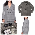 Guess MARCIANO Tartan Oversized Double Breasted Blazer Size 10 UK NEW RRP £200