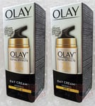 2 x OLAY TOTAL EFFECTS 7in1 Anti-Aging Day Cream Vitamin-Enriched SPF15 20g