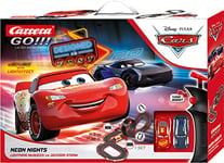Carrera GO!!! 20062477UK Disney Cars - Neon Nights - GO!!! Slot Racing Track With UK Plug, For Children From 6 Years And Adults, 1:43 Scale, 5.3 Metres, With Lightning McQueen & Jackson Storm