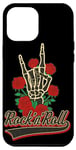 Coque pour iPhone 13 Pro Max Skeleton Rock Hands Vive la musique rock et Red Roses