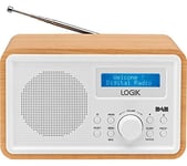 LOGIK DAB & FM PORTABLE CLOCK RADIO - Light Wood (Alarm & snooze function, Mains and battery powered)