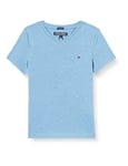 Tommy Hilfiger - Boys Essential Cotton V Neck T Shirt - Band Collar - Tommy Hilfiger Kids - Boys T Shirt - 100% Organic Cotton - Blue - 8 Years