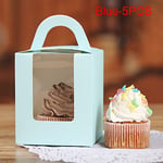 1/5/10 Pcs Cupcake Boxes Paper Gift Box Cake Package Blue 5pcs