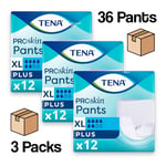 36 Tena Proskin Pants Plus Extra Large - 3 Packs of 12 XL Incontinence Pants