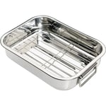 KitchenCraft Stainless Steel Roasting Oven Pan with Rack, Small, 27x20cm, Silver