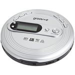 groov-e RETRO Radio CD Player - Personal FM Radio with CD-R, CD-RW, & MP3 Music Playback - Anti-Skip Protection, Programmable Tracks - Earphones Included - Micro-USB or Battery Powered - Silver