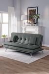 Grey Button Tufted Flannel Upholstered Sofa Bed, Two Conversion Methods