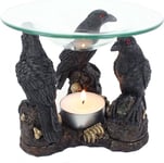 3 Gothic Dark Raven Skull Wax Tart Warmer Oil Burner Tealight Candle Holder