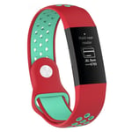 Fitbit Charge 3 breathable bi-color silicone watch band - Red / Cyan