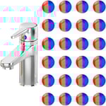 24 st Varm- och Kalltvattenklistermärken Självhäftande Varm- och Kalltvattenetiketter Epoxiharts Kranöverföringsklistermärken för Badrum Köket 10 mm i Diameter [DB]