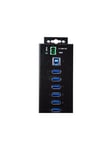 10-Port Industrial USB 3.0 Hub with External Power Adapter - hub - 10 ports USB hub - 10 ports - Sort