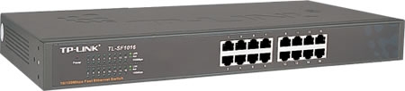 TP-LINK nätverksswitch, 16-ports, 10/100 Mbps, RJ45, 19"