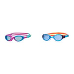 Zoggs Super Seal Kids Swimming Goggles, UV Protection Swim Goggles,kids 6-14 years, Pink/Pink/Blue & Phantom 2.0 Childrens Swimming Goggles, Quick Fit childrens Goggles 6-14 years, Blue/Orange/Blue