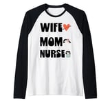 Funny Mother's Day Wife Mom Nurse RN Nurse Mother Nurse Mom Raglan Baseball Tee