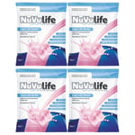 NuVu Life High Calorie Strawberry Dessert Protein Nutrient Vitamin Shake 4 x 50g