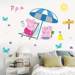 Utopiashi 3D cartoon pink family PVC Decals Adhesive Peppa Pig Wall Stickers Mural Home De